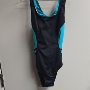 Black and Blue One-Piece Swimsuit